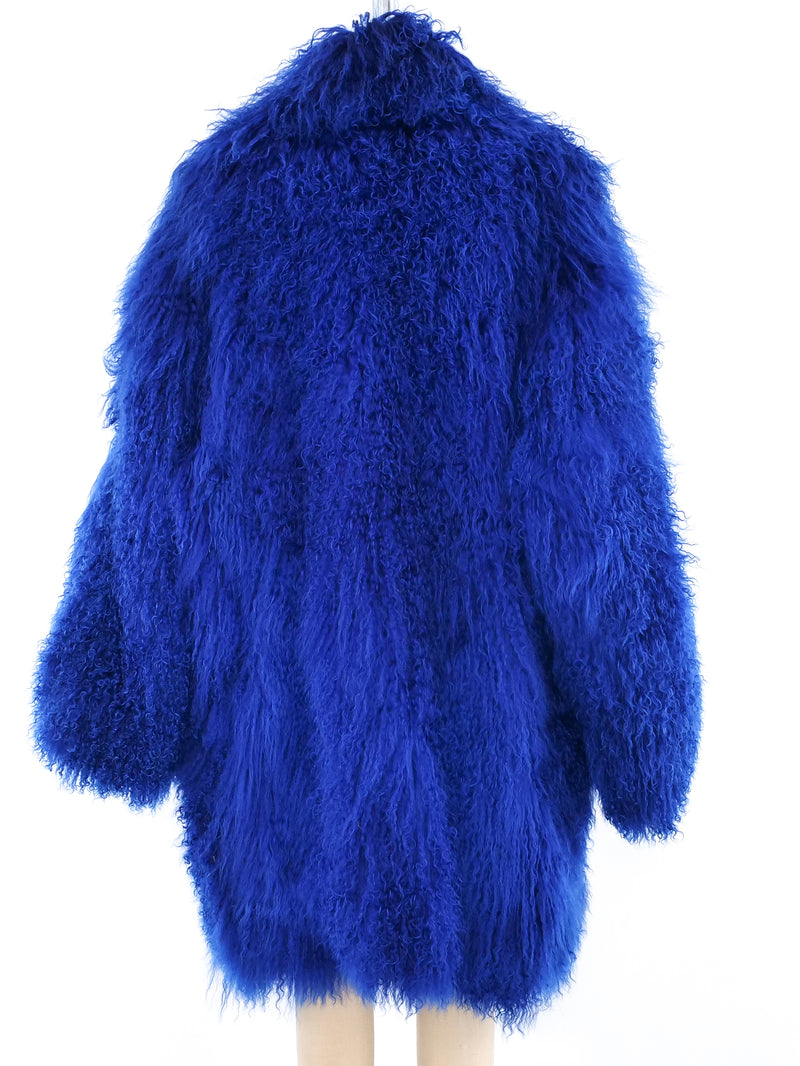 Electric Blue Mongolian Fur Chubby Outerwear arcadeshops.com