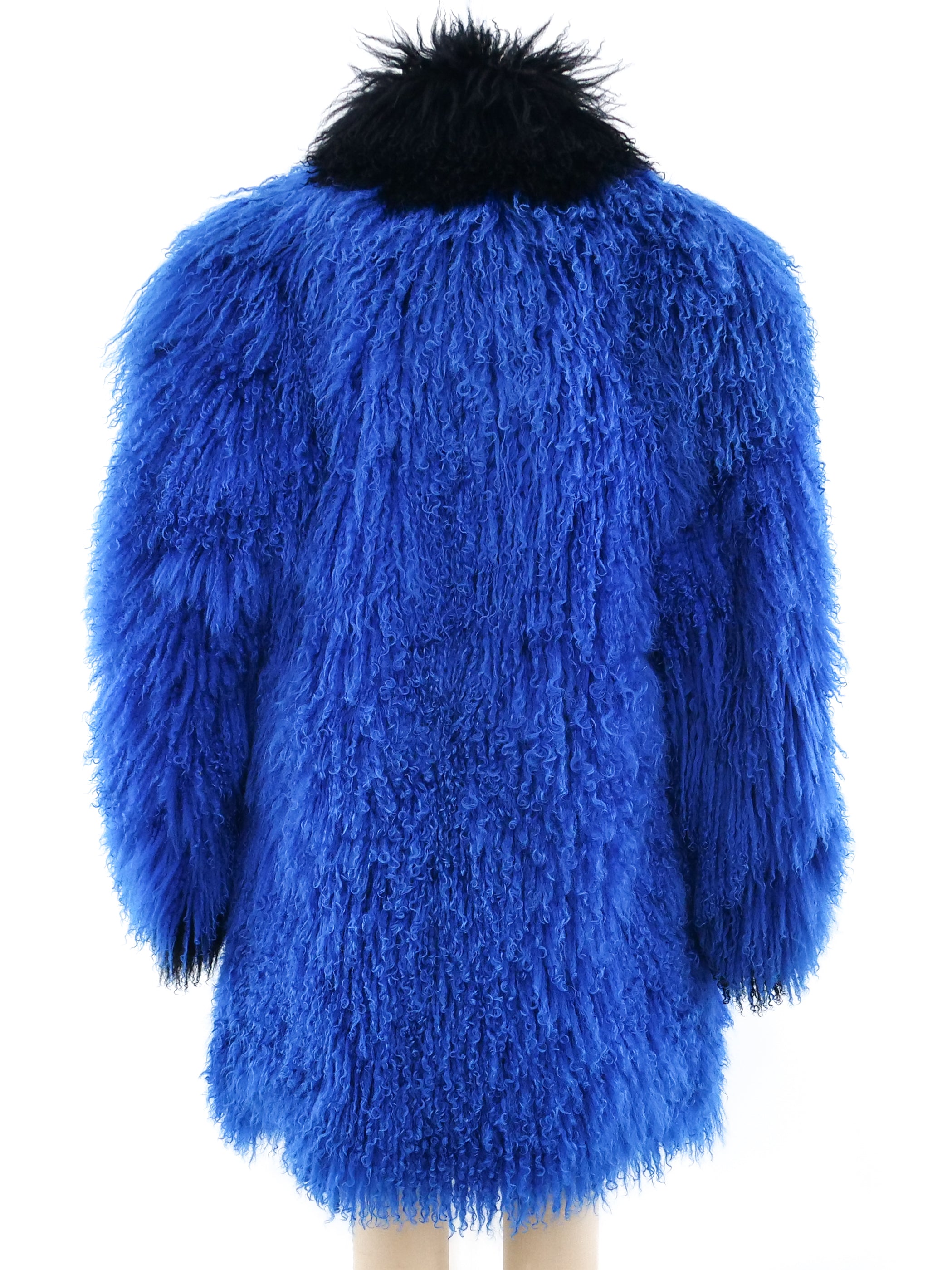 Blue mongolian outlet fur coat