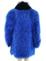 Electric Blue Mongolian Fur Chubby Outerwear arcadeshops.com