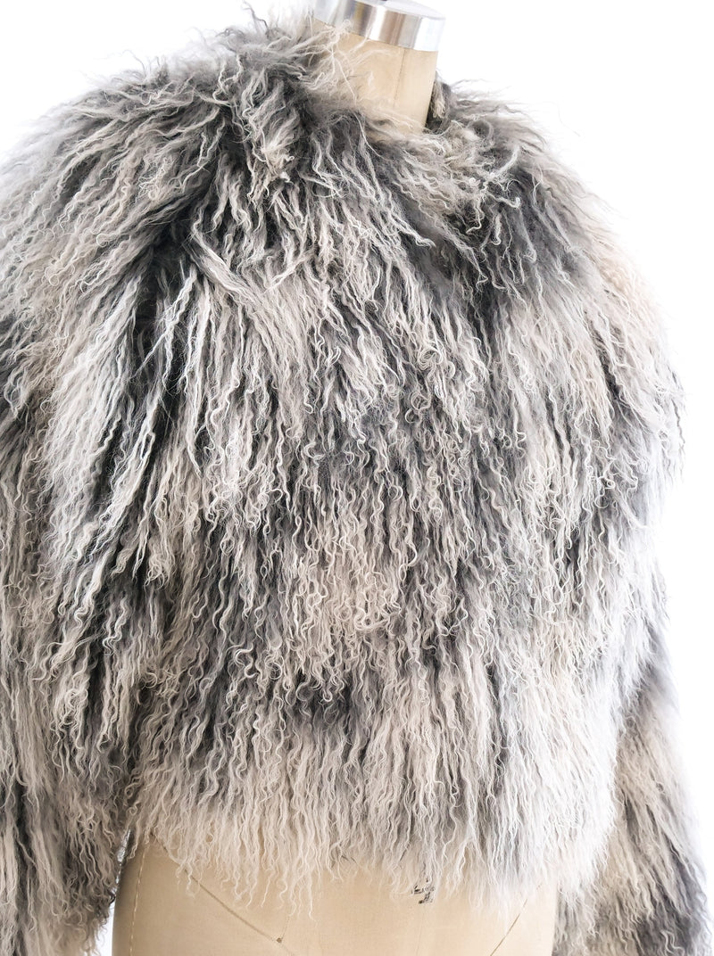 Scherrer Mongolian Lamb Fur Cropped Jacket Outerwear arcadeshops.com
