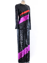 Bill Blass Sequin Striped Gown Dress arcadeshops.com