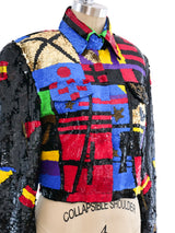 Sequin Embellished Cropped Jacket Jacket arcadeshops.com