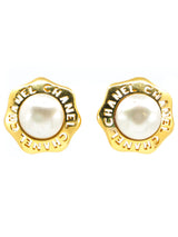 Chanel Pearl Logo Button Earrings Accessory arcadeshops.com