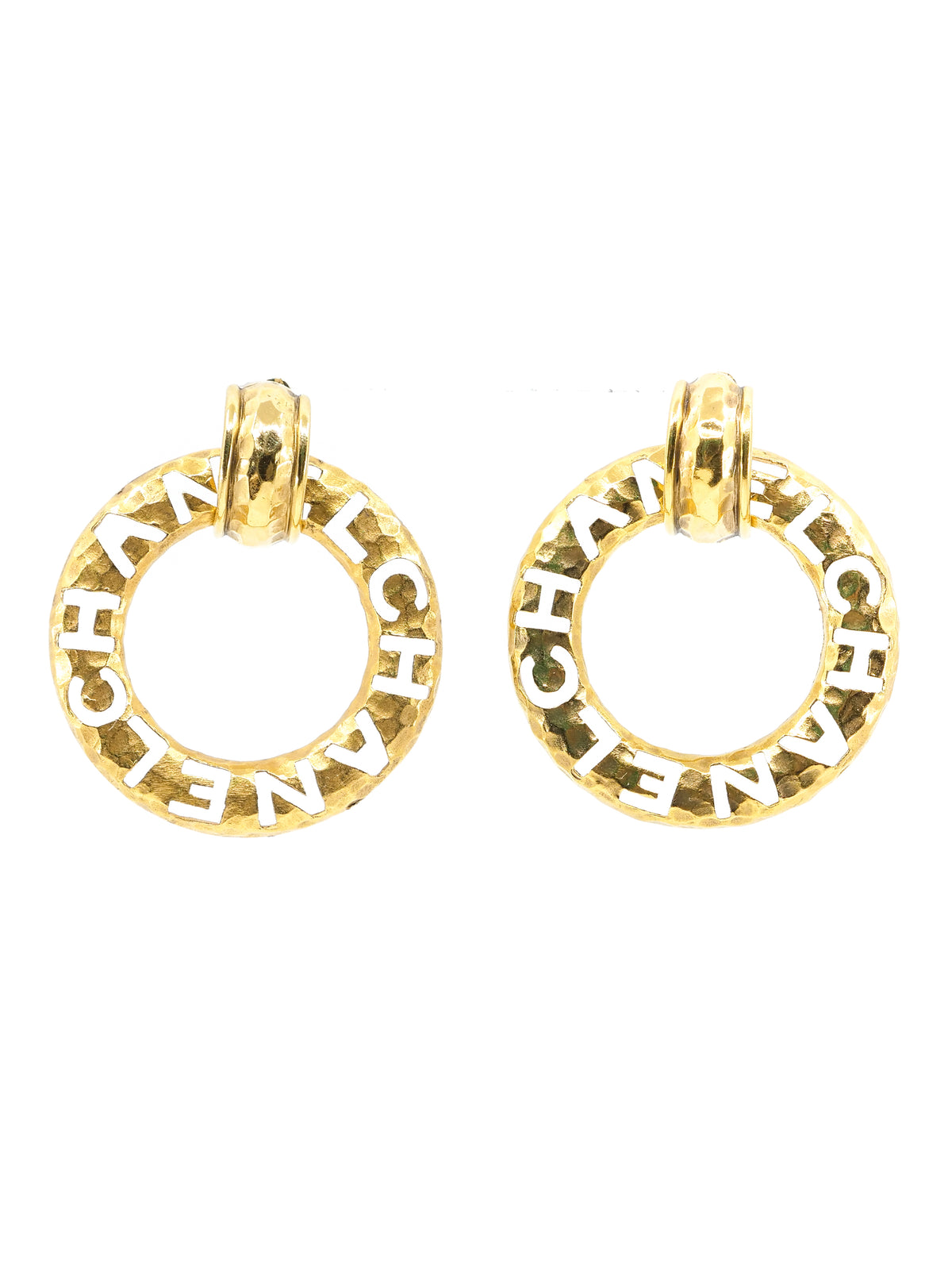 chanel logo hoop earrings