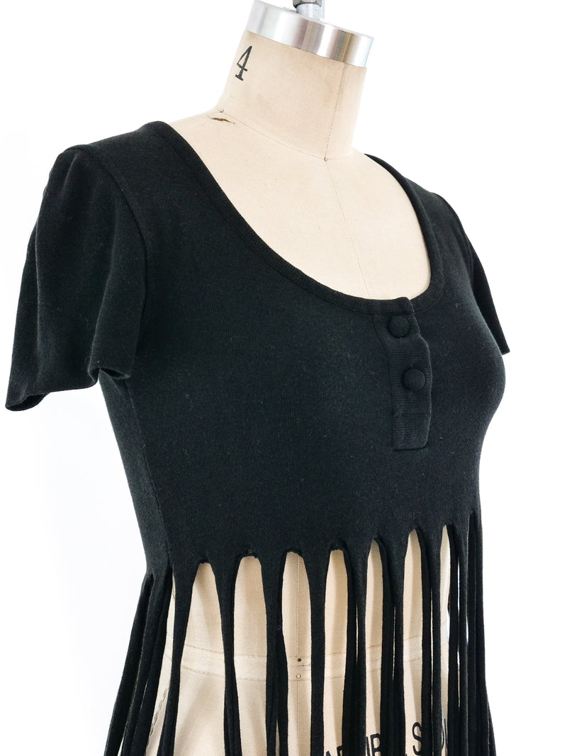 Fendi Loop Fringe Scoop Neck Tee Top arcadeshops.com