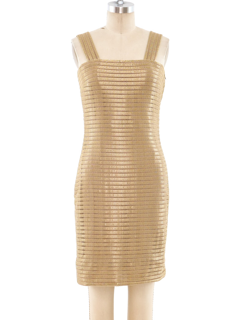 Calvin Klein Metallic Gold Lace Dress Dress arcadeshops.com