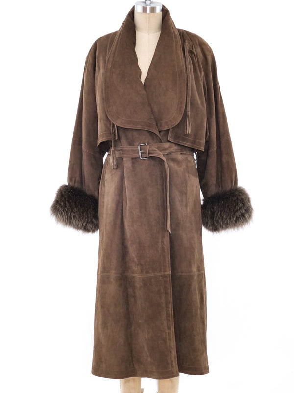 Gucci Fur Trimmed Suede Overcoat Outerwear arcadeshops.com