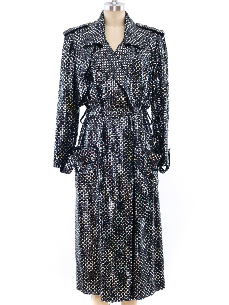 Chanel Sequin Embellished Trench Coat Jacket arcadeshops.com