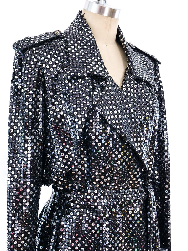 Chanel Sequin Embellished Trench Coat Jacket arcadeshops.com