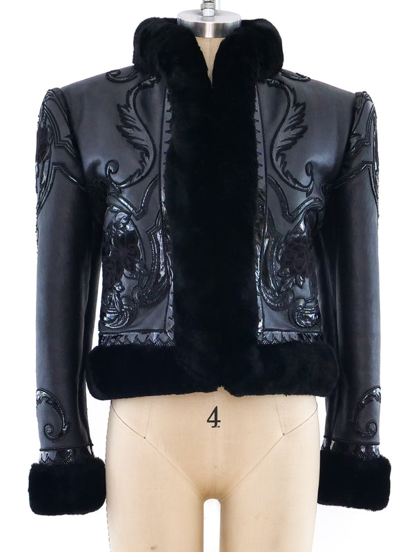 Valentino Cropped Embroidered Shearling Coat Outerwear arcadeshops.com