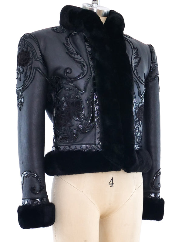 Valentino Cropped Embroidered Shearling Coat Outerwear arcadeshops.com