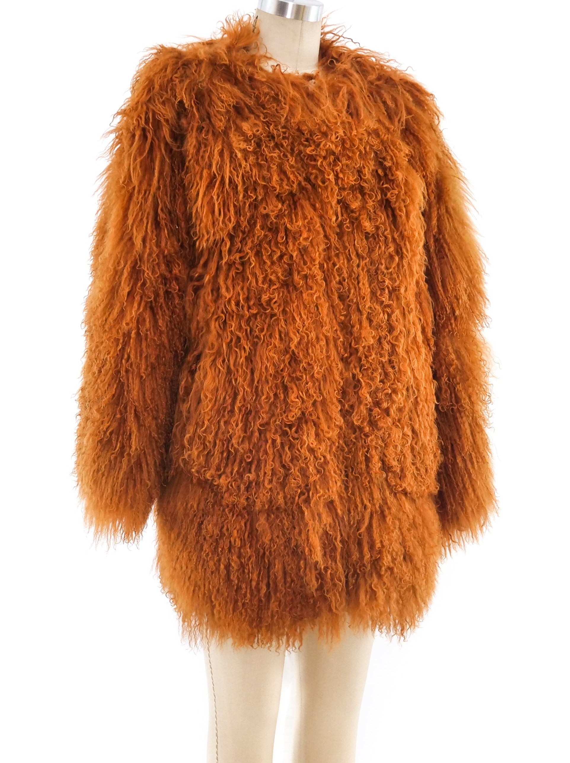 1994 Yves Saint Laurent Orange Mongolian Fur Coat