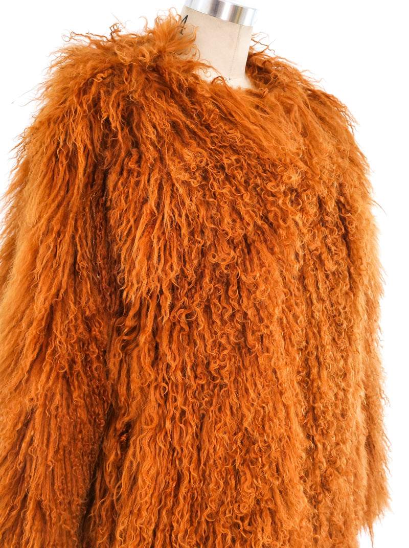 1994 Yves Saint Laurent Orange Mongolian Fur Coat Outerwear arcadeshops.com