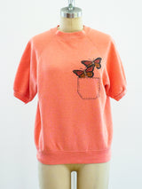 1970's Butterfly Short Sleeve Sweatshirt T-shirt arcadeshops.com