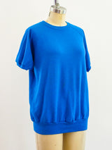 Blue Blank Short Sleeve Sweatshirt T-shirt arcadeshops.com
