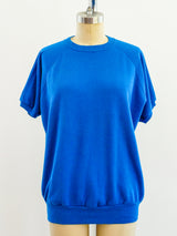 Blue Blank Short Sleeve Sweatshirt T-shirt arcadeshops.com