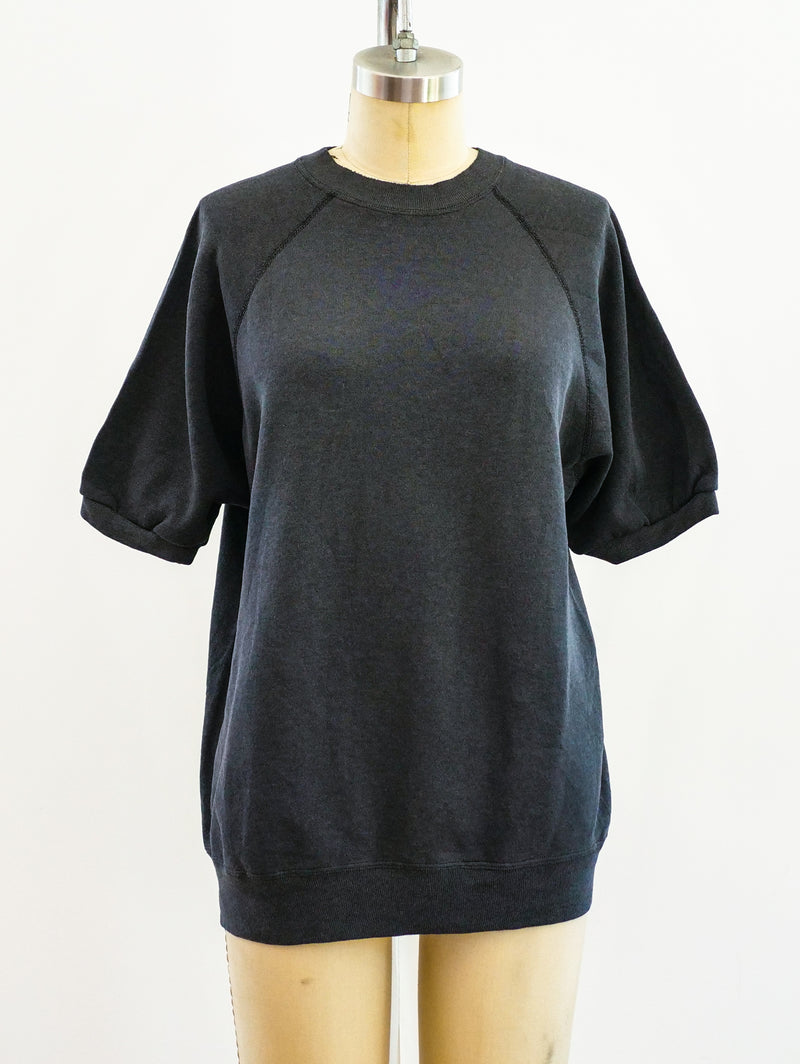 Black Blank Short Sleeve Sweatshirt T-shirt arcadeshops.com