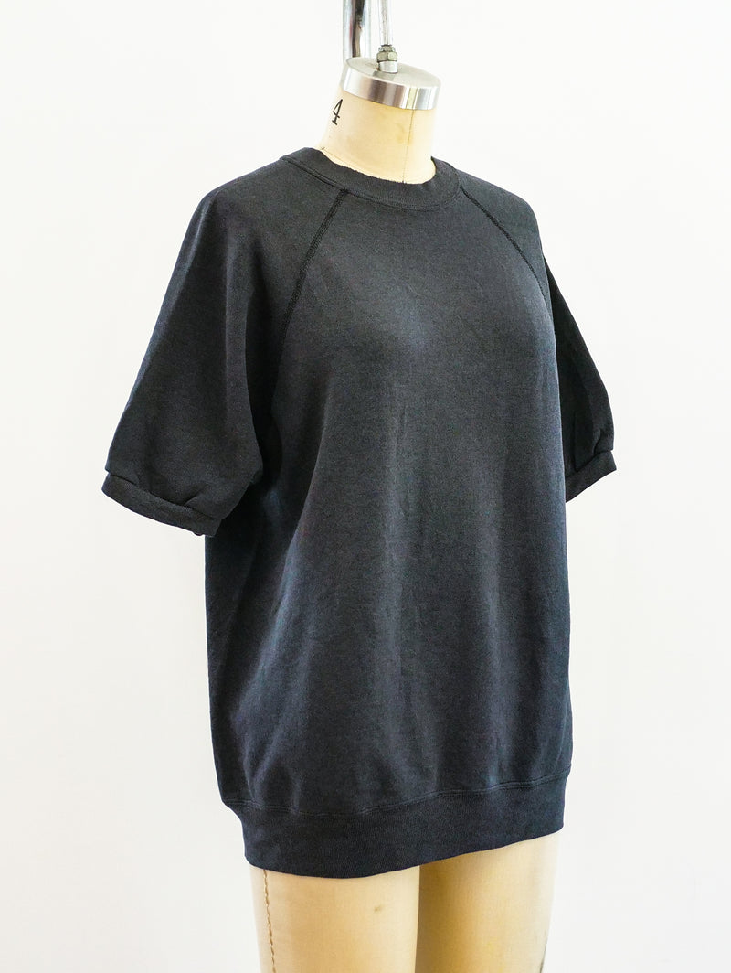 Black Blank Short Sleeve Sweatshirt T-shirt arcadeshops.com