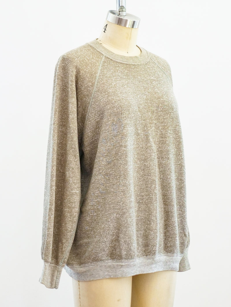 Heather Beige Blank Long Sleeve Sweatshirt T-shirt arcadeshops.com