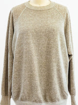 Heather Beige Blank Long Sleeve Sweatshirt T-shirt arcadeshops.com