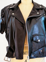 Short Sleeved Leather Motorcycle Jacket Jacket arcadeshops.com