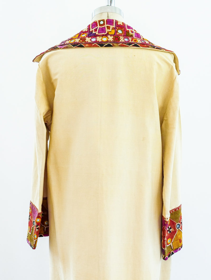 1920s Raw Silk Duster with Embroidered Trim Jacket arcadeshops.com