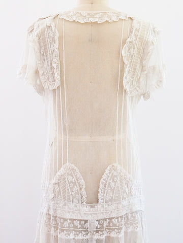 1920s French Net and Lace Dress