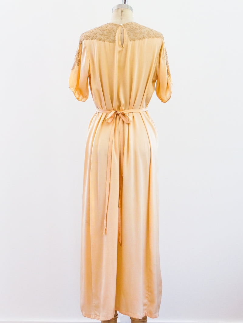 1920s Peach Silk Nightgown Dress arcadeshops.com
