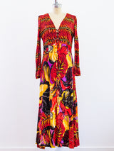 Tropical Leaf Print Jersey Dress Dress arcadeshops.com