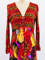 Tropical Leaf Print Jersey Dress Dress arcadeshops.com