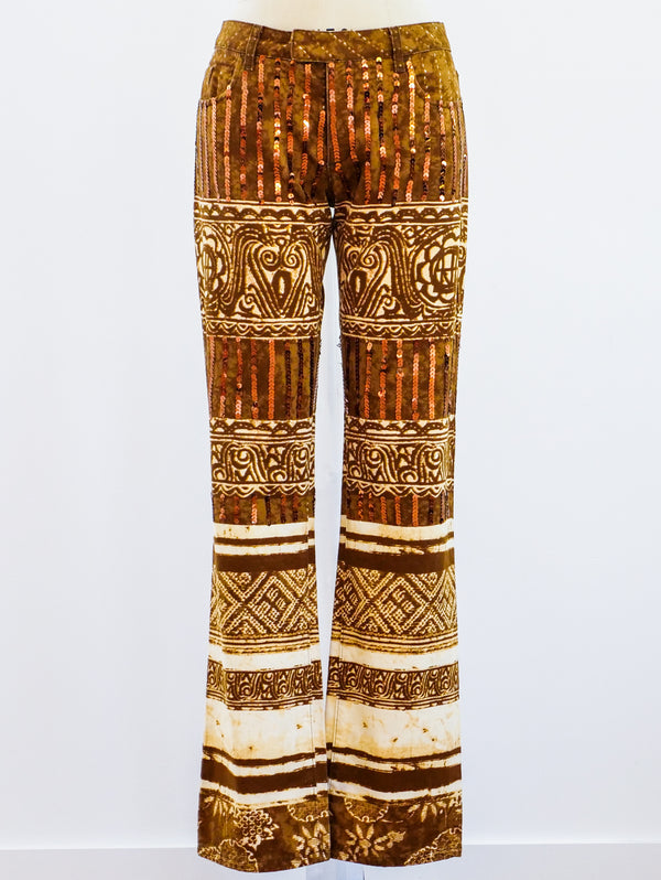 Jean Paul Gaultier Printed Sequin Pants Pants arcadeshops.com