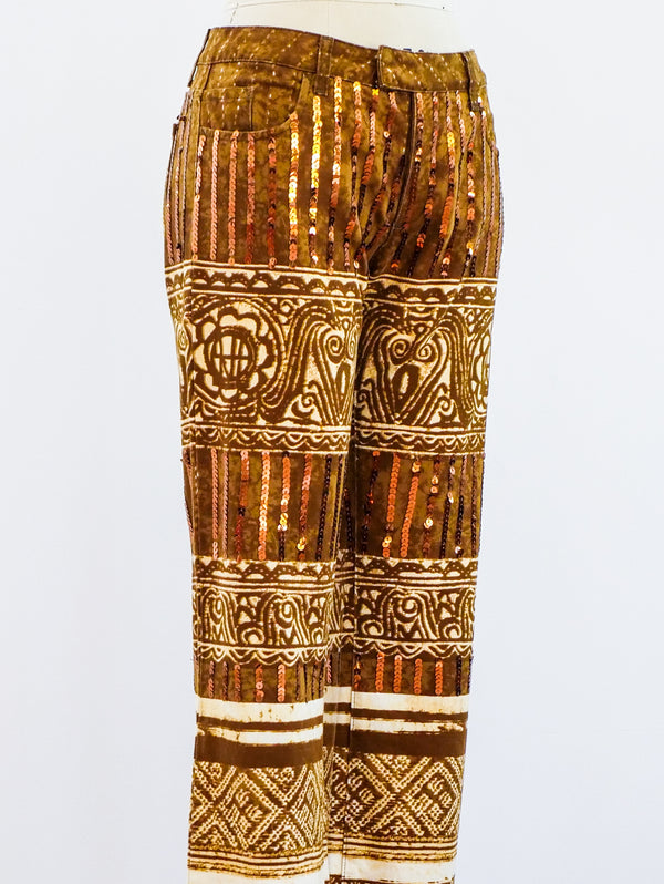 Jean Paul Gaultier Printed Sequin Pants Pants arcadeshops.com