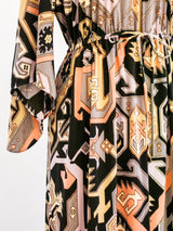 Geometric Printed Wrap Duster Dress arcadeshops.com