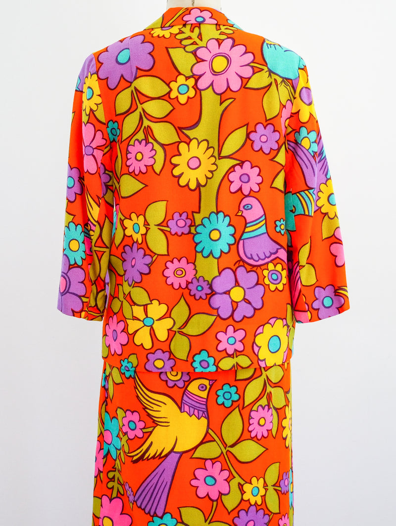 1960's Floral Print Skirt Suit Two Piece arcadeshops.com