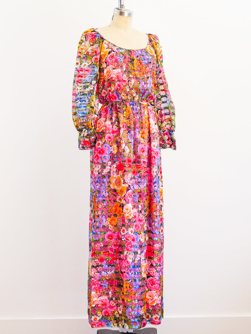 Floral Silk Chiffon Maxi Dress Dress arcadeshops.com