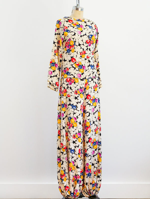 Galanos Silk Floral Jumpsuit Jumpsuit arcadeshops.com