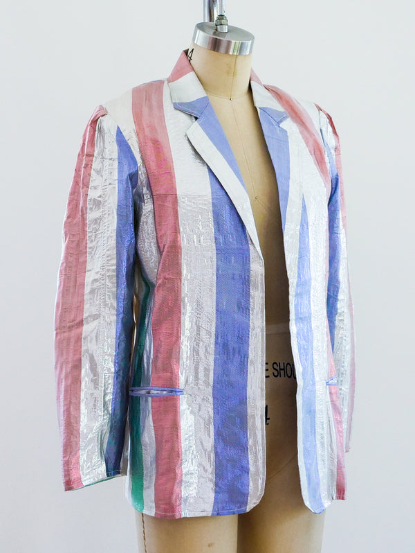 Metallic Striped Lurex Blazer Jacket arcadeshops.com