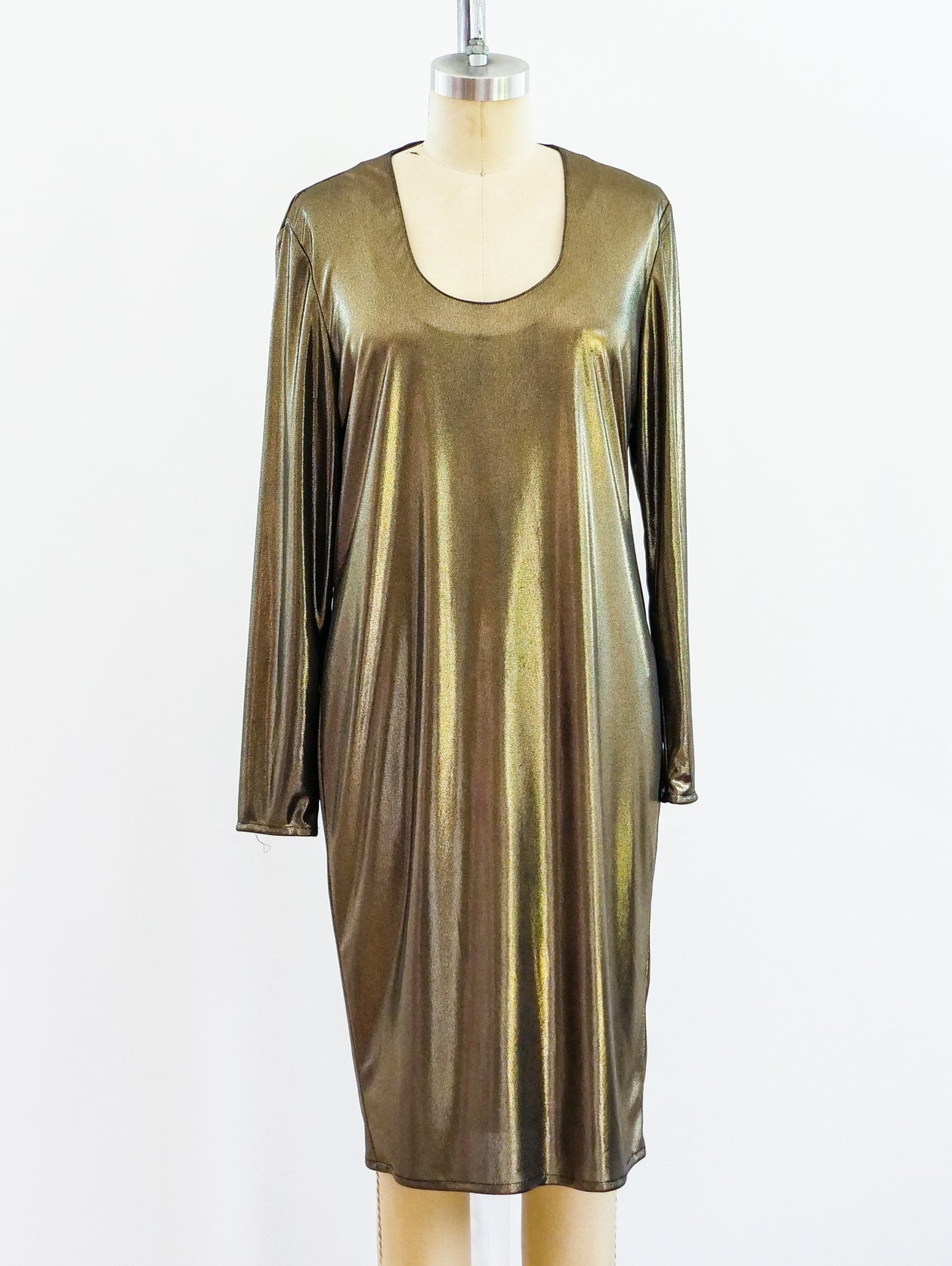 Frances La Vie Gold Lame Jersey Dress