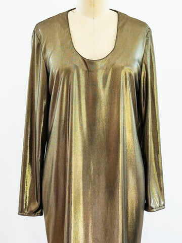 Frances La Vie Gold Lame Jersey Dress