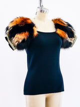 Ferre Knit Top with Fur Sleeves Top arcadeshops.com