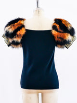 Ferre Knit Top with Fur Sleeves Top arcadeshops.com