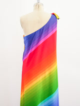 Rainbow Striped One Shoulder Dress Dress arcadeshops.com