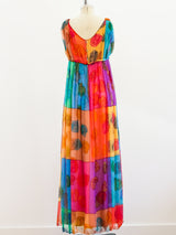 Galanos Hand Painted Silk Chiffon Gown Dress arcadeshops.com