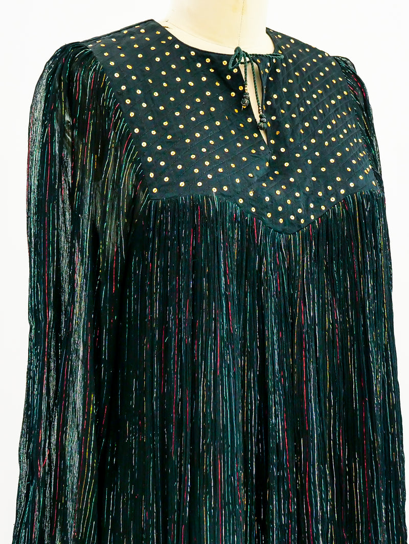 Rainbow Lurex Stripe Gauze Indian Dress Dress arcadeshops.com