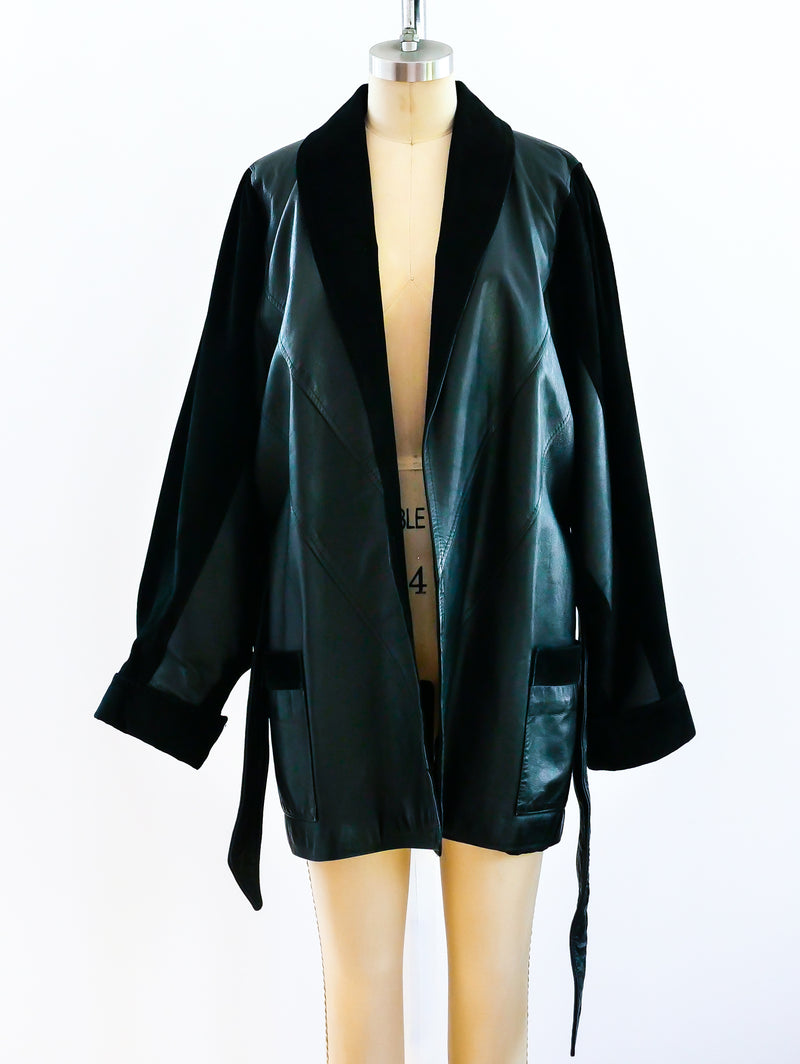 Suede and Leather Belted Coat Jacket arcadeshops.com