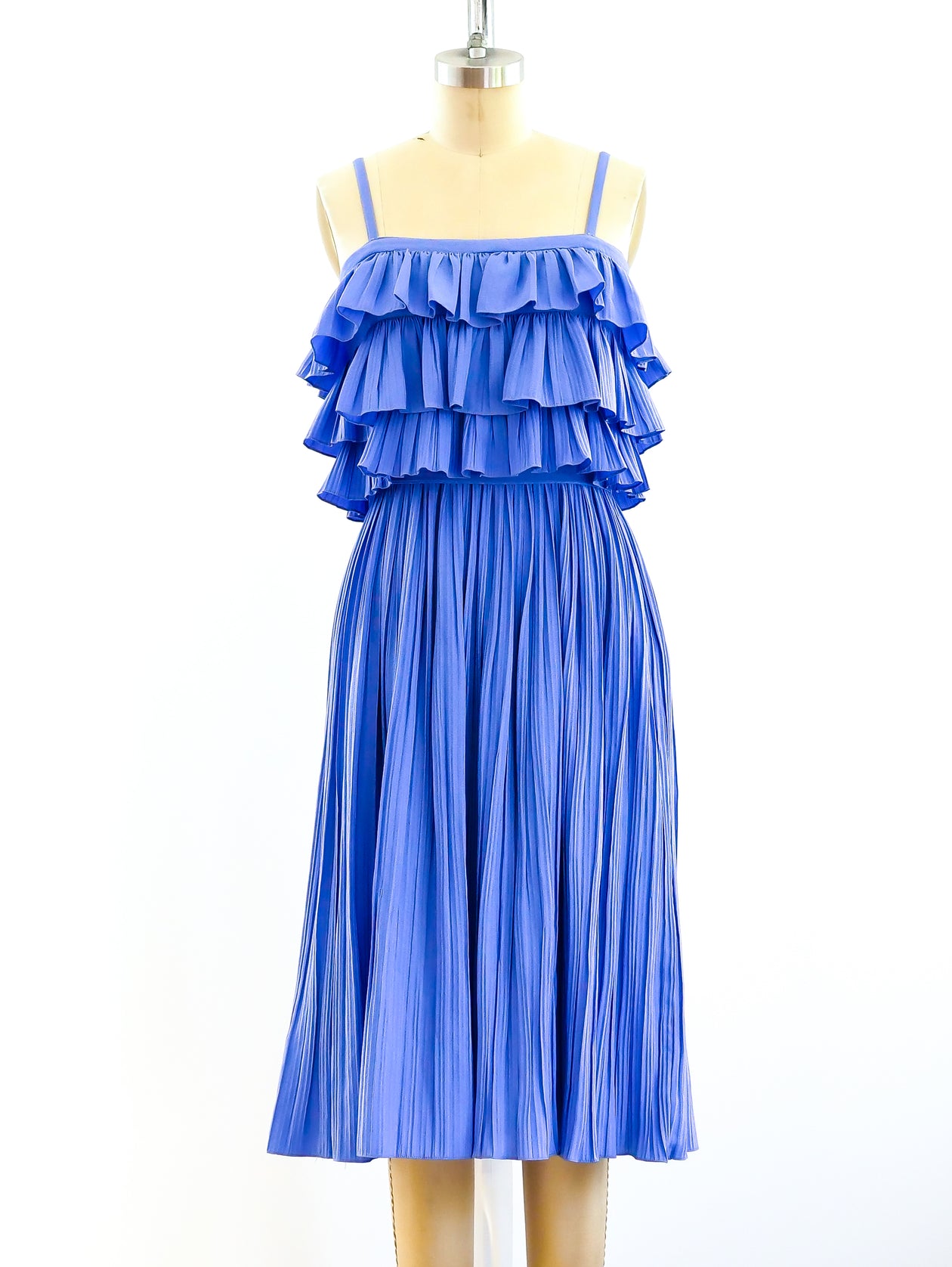 Periwinkle Pleated Ruffle Dress