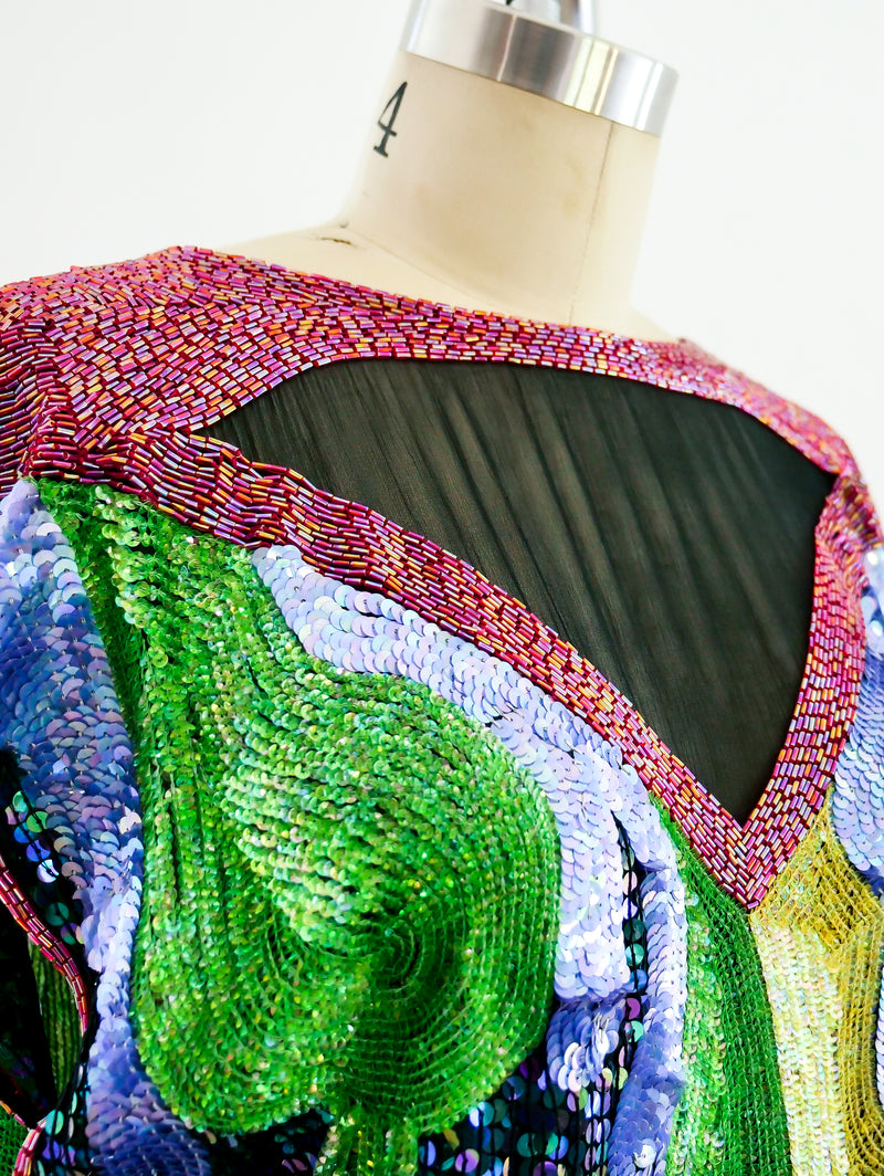 Abstract Drip Pattern Sequin Dress Dress arcadeshops.com