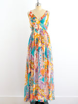 Malcolm Starr Printed Dress with Feathered Shawl Dress arcadeshops.com