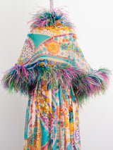 Malcolm Starr Printed Dress with Feathered Shawl Dress arcadeshops.com