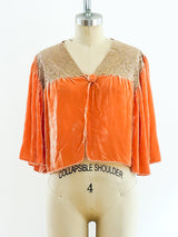 1920's Peach Velvet and Lace Top Jacket arcadeshops.com